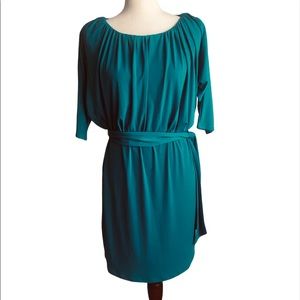 Chaya Green Dress Pullover Knee Length 3/4 Sleeves Self Tie Belt Size 6